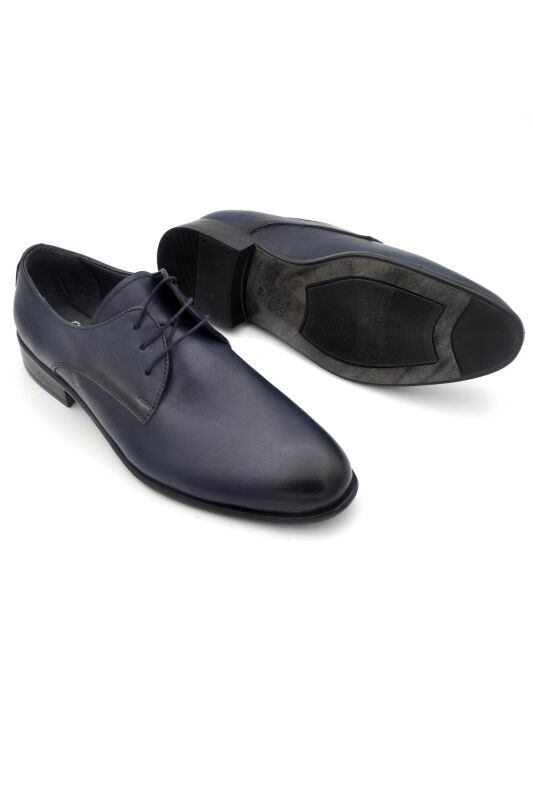 Lacivert Düz Model Hakik Deri Bağcıklı Klasik Erkek Ayakkabı - 6