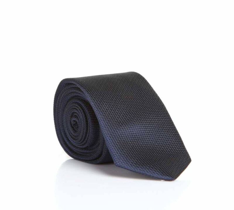 Lacivert Slim Fit Düz Renk Dokuma Kravat / DDK-03 - 1