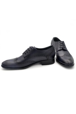 Lacivert Hakik Deri Bağcıklı Klasik Erkek Ayakkabı - 4
