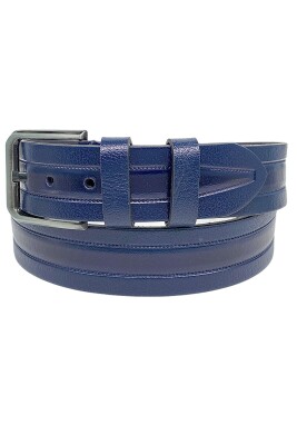 Lacivert Hakiki Deri Desenli Model 4.5 cm.lik Spor Kot Kemer - 505-61 - 2