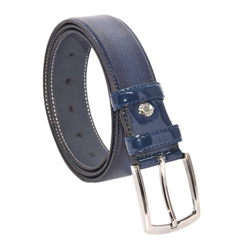 Lacivert Rugan Suni Deri Desenli 3.5 cm.lik Klasik Kemer - 8005-80 - 1