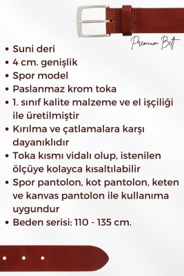 Lacivert Suni Deri Mavi Dikişli Model 4 cm.lik Unisex Spor Kemer - 9047 - 7