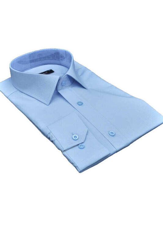 Mavi Armür Desenli Slim Fit Düz Renk Uzun Kol Erkek Gömlek - 257-4 - 2