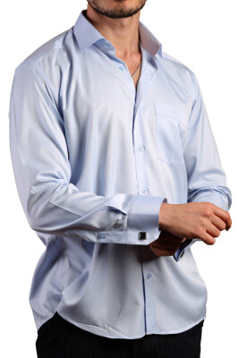 Mavi Büyük Beden Rahat Kesim Micro Kumaş Kol Düğmeli Regular Fit Erkek Gömlek - 190-4 - 1