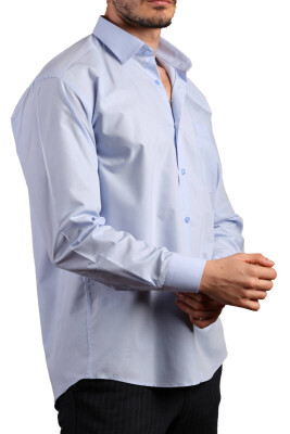 Mavi Büyük Beden Rahat Kesim Cepli Uzun Kol Regular Fit Erkek Gömlek - 150-5 - 3