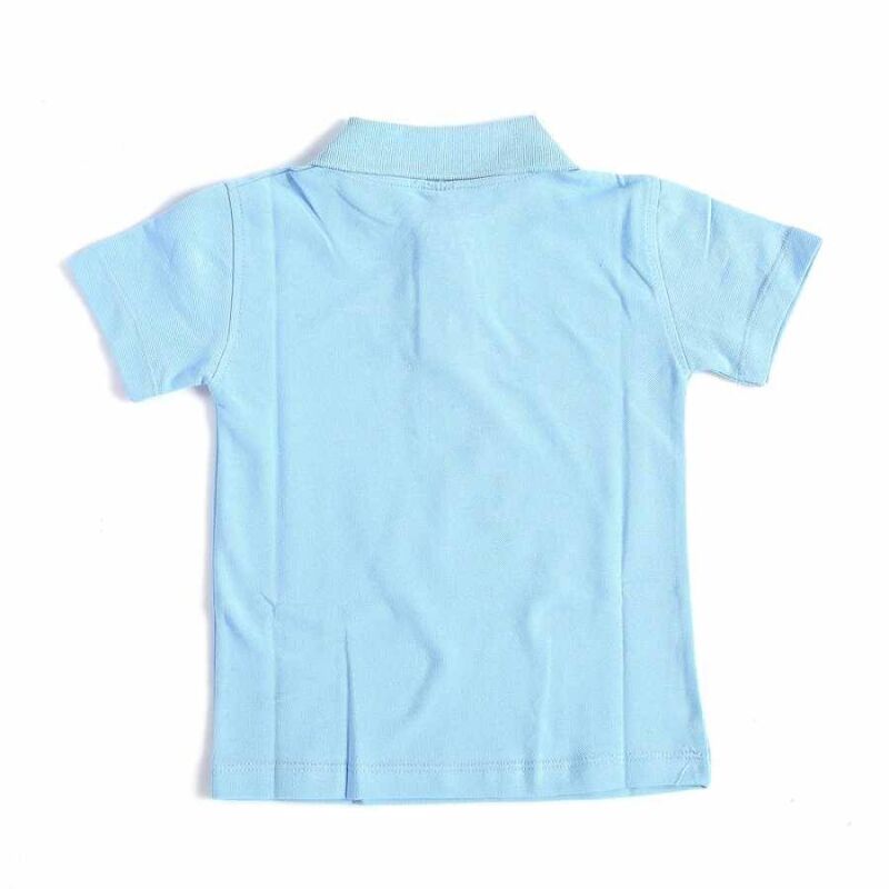 Mavi Kısa Kol Düz Yakalı 6-16 Yaş Çocuk Okul Lakos Tişört T-shirt - 80238-Mavi - 2