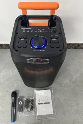 Mikrofonlu Kumandalı Tekerlekli Büyük Boy Taşınabilir Bluetooth Hoparlör USB-TF-FM Radyo Siyah NDR-1096 - 5