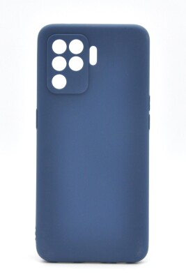 Oppo Reno 5 Lite Uyumlu Düz Renk Esnek Yumuşak Silikon Kılıf Rubber İndigo Mavi 