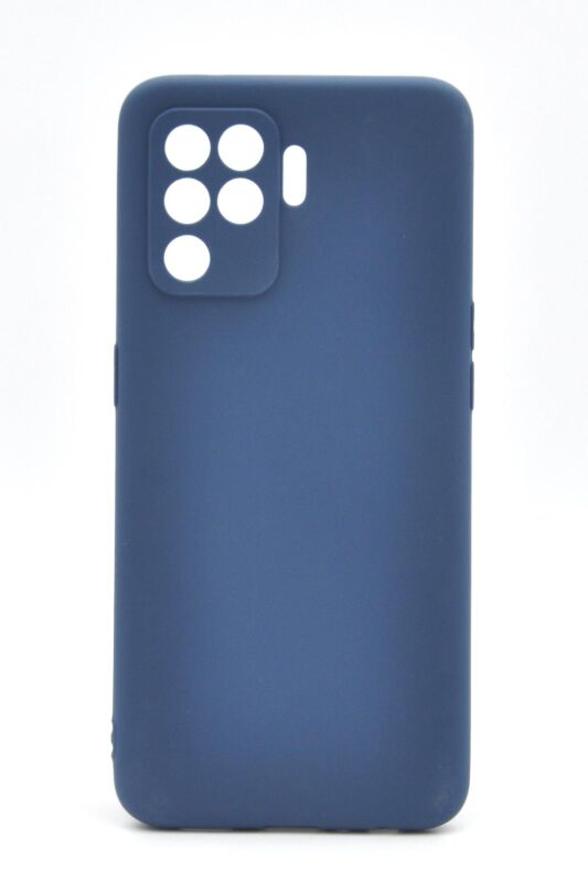 Oppo Reno 5 Lite Uyumlu Düz Renk Esnek Yumuşak Silikon Kılıf Rubber İndigo Mavi - 1