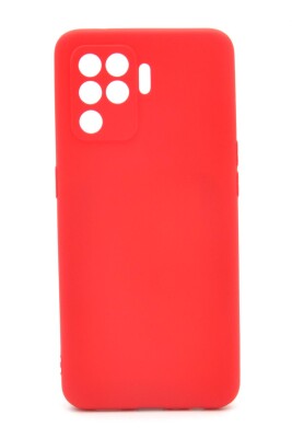 Oppo Reno 5 Lite Uyumlu Düz Renk Esnek Yumuşak Silikon Kılıf Rubber Kırmızı 