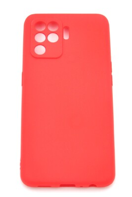 Oppo Reno 5 Lite Uyumlu Düz Renk Esnek Yumuşak Silikon Kılıf Rubber Kırmızı - 2