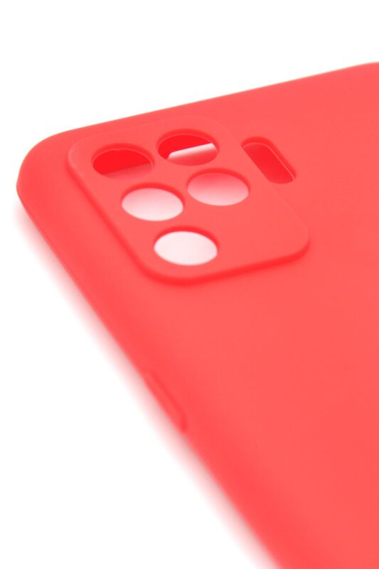 Oppo Reno 5 Lite Uyumlu Düz Renk Esnek Yumuşak Silikon Kılıf Rubber Kırmızı - 3