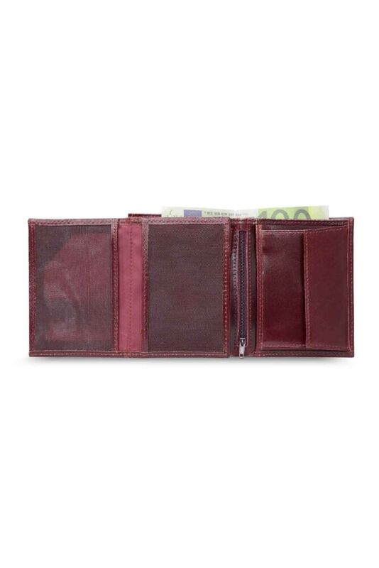 Çok Bölmeli Dikey Bordo Deri Erkek Cüzdanı - GRD2403XW22462 - 3