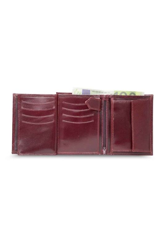 Çok Bölmeli Dikey Bordo Deri Erkek Cüzdanı - GRD2403XW22462 - 4