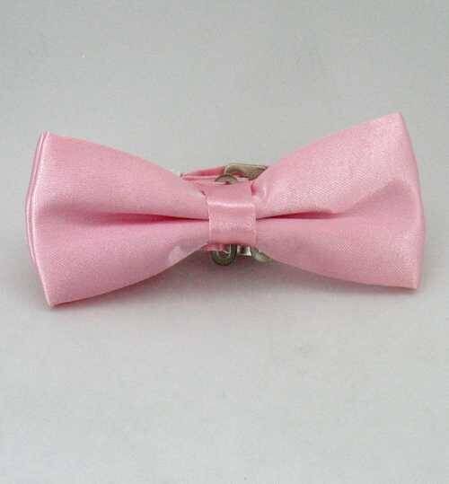 Pembe Çocuk Boy Düz Renk Saten Papyon - CP-13 - 1