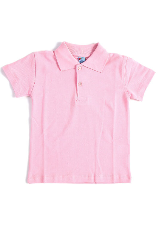 Pembe Kısa Kol 6-16 Yaş Okul Çocuk Lakos Tişört/T-shirt - 80238-Pembe - 1