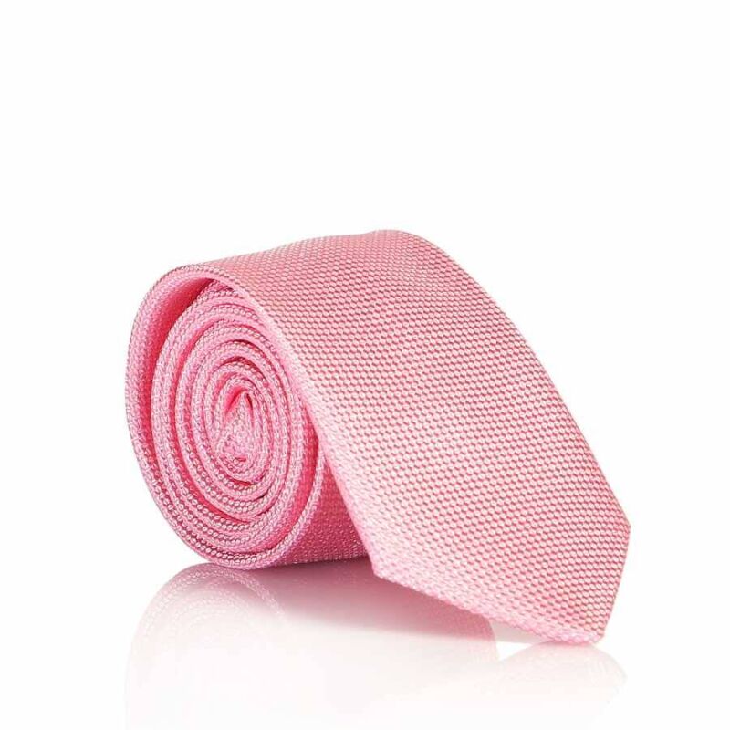 Pembe Slim Fit Düz Renk Dokuma Kravat / DDK-18 - 1
