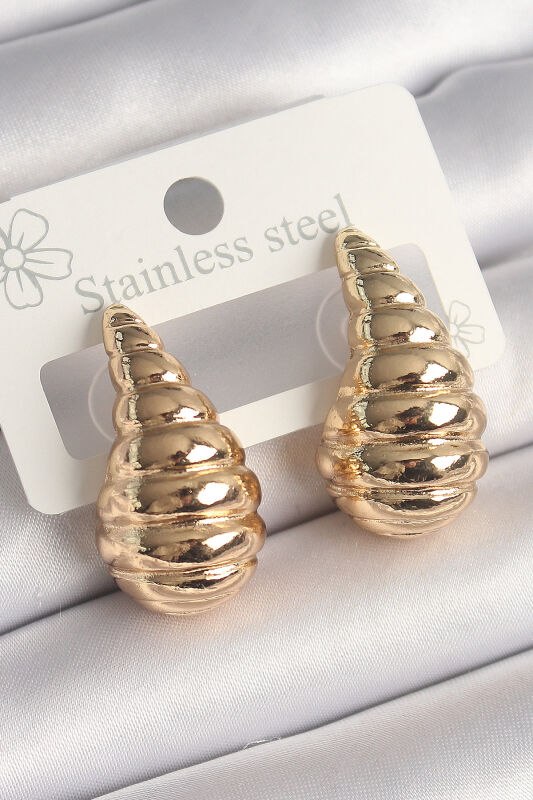 Pirinç Gold Renk İşlemeli Damla Model Kadın Küpe - EBJ250301W31530 - 1