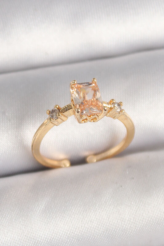Pirinç Gold Renk Kare Zirkon Taş Model Kadın Yüzük - EBJ250412W32506 - 1