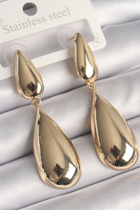 Pirinç Gold Renk Sallantı Damla Model Kadın Küpe - EBJ250301W31536 - 1