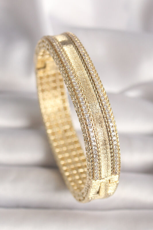 Pirinç Gold Renk Zirkon Taşlı Bileklik - EBJ250118W30715 - 1