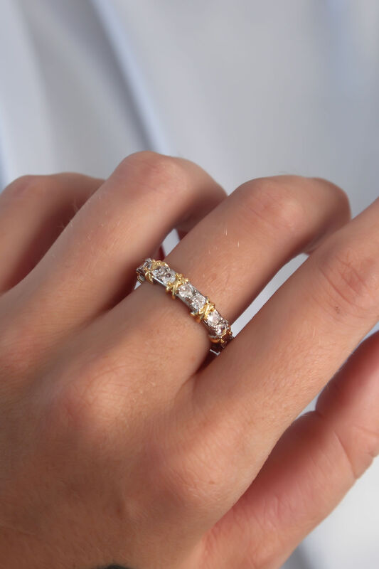 Pirinç Gümüş Renk Zirkon Taşlı XOXO Model Ayarlamalı Yüzük - EBJ240912W27714 - 2