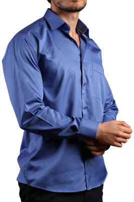 Saks Mavi Rahat Kesim Micro Kumaş Kol Düğmeli Regular Fit Erkek Gömlek - 190-14 