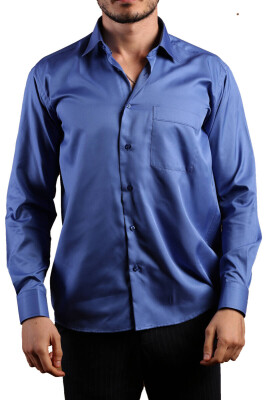 Saks Mavi Rahat Kesim Micro Kumaş Kol Düğmeli Regular Fit Erkek Gömlek - 190-14 - 2