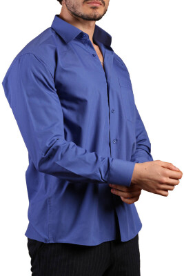 Saks Mavi Rahat Kesim Cepli Uzun Kol Regular Fit Erkek Gömlek - 150-28 - 3