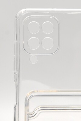Samsung A12 Uyumlu Kredi Kartlıklı Şeffaf Kılıf Kamera Korumalı - 5
