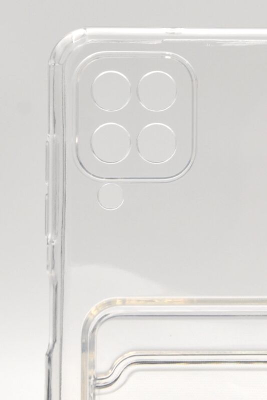 Samsung A12 Uyumlu Kredi Kartlıklı Şeffaf Kılıf Kamera Korumalı - 5