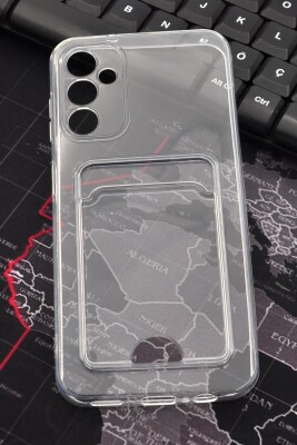 Samsung A14 Uyumlu Kredi Kartlıklı Şeffaf Kılıf Kamera Korumalı - 1