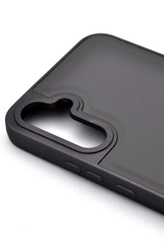Samsung Galaxy A54 Uyumlu Deri Görünümlü Sert Kapak Kılıf Gri - 3