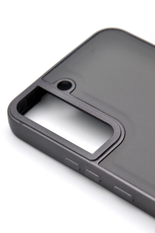 Samsung Galaxy S22 Uyumlu Deri Görünümlü Sert Kapak Kılıf Gri - 3