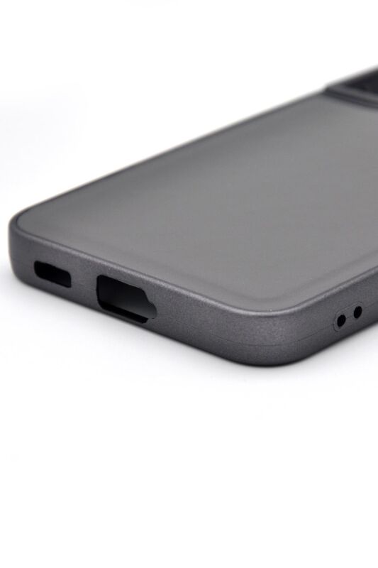 Samsung Galaxy S22 Uyumlu Deri Görünümlü Sert Kapak Kılıf Gri - 5