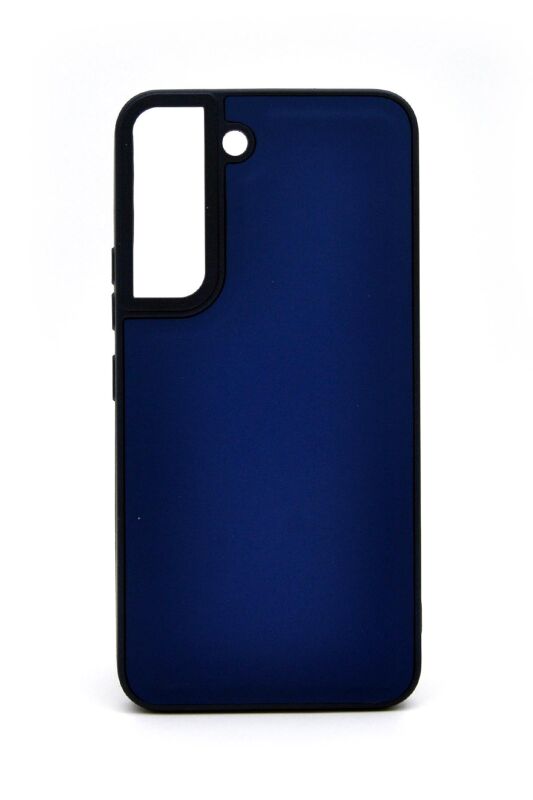 Samsung Galaxy S22 Uyumlu Deri Görünümlü Sert Kapak Kılıf Lacivert - 1