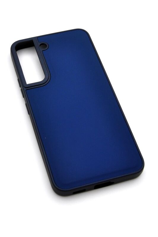Samsung Galaxy S22 Uyumlu Deri Görünümlü Sert Kapak Kılıf Lacivert - 2