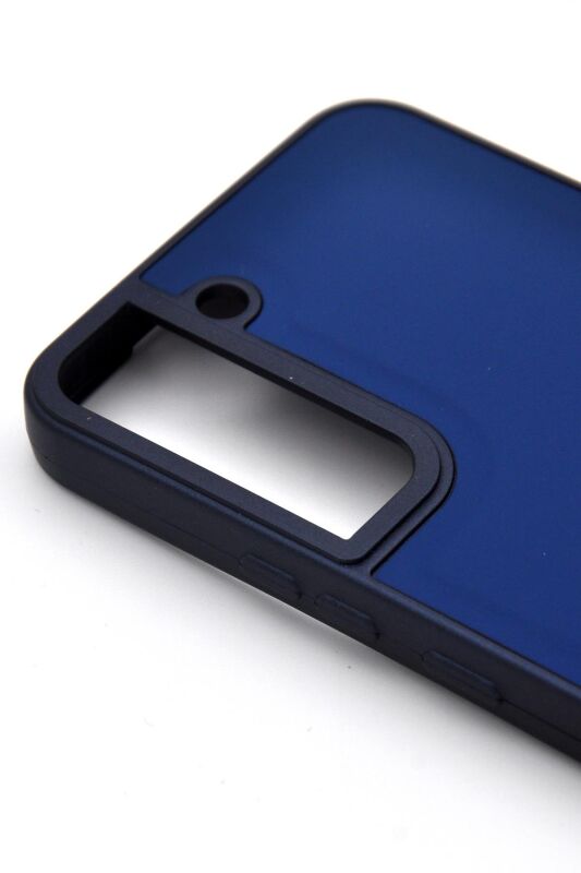 Samsung Galaxy S22 Uyumlu Deri Görünümlü Sert Kapak Kılıf Lacivert - 3