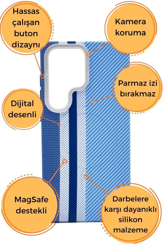 Samsung Galaxy S24 Ultra Uyumlu Dijital Desenli MagSafe Şarj Özellikli Silikon Kapak Kılıf - 6