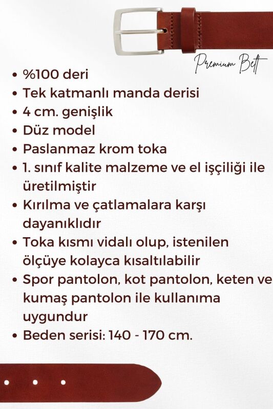Siyah Büyük Beden Hakiki Deri 4 cm. Tokalı Düz Model Erkek Kemer - 400-Battal - 7