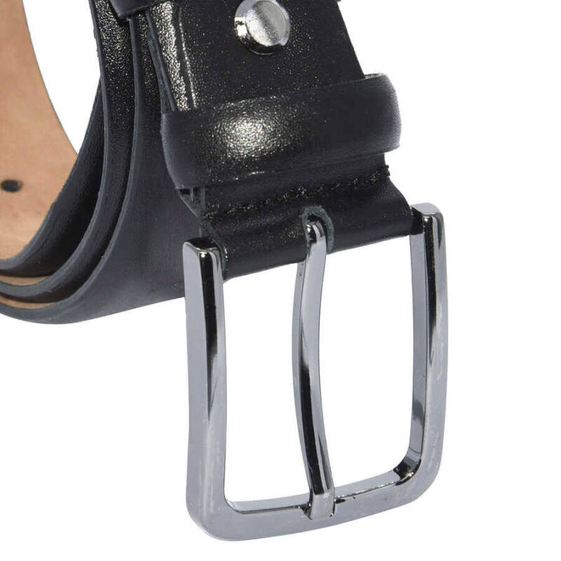 Siyah Çocuk Boy Hakiki Deri Düz Model 3 cm. Tokalı Klasik Kemer 200-G - 3