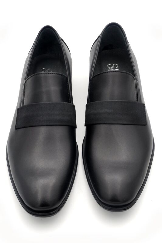 Siyah Düz Model Hakik Deri Bağcıksız Klasik Erkek Ayakkabı - 2