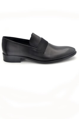 Siyah Düz Model Hakik Deri Bağcıksız Klasik Erkek Ayakkabı - 3
