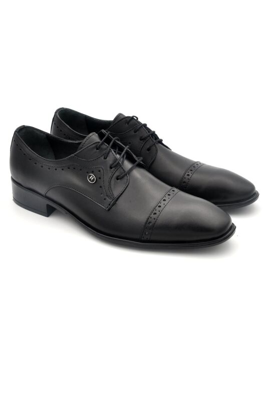 Siyah Hakik Deri Bağcıklı Klasik Erkek Ayakkabı SA002XSY-2401 - 1