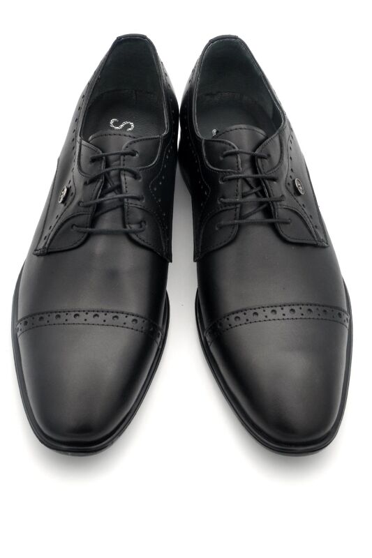 Siyah Hakik Deri Bağcıklı Klasik Erkek Ayakkabı SA002XSY-2401 - 2