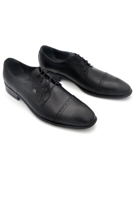 Siyah Hakik Deri Bağcıklı Klasik Erkek Ayakkabı SA002XSY-2401 - 4