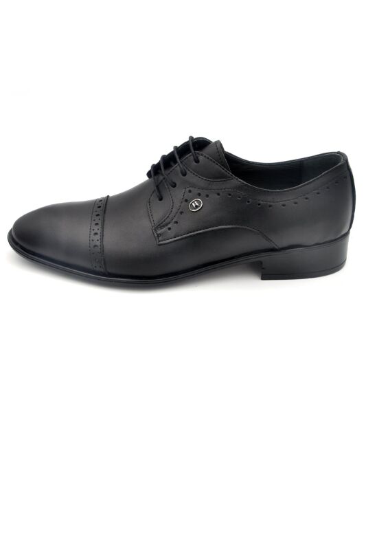 Siyah Hakik Deri Bağcıklı Klasik Erkek Ayakkabı SA002XSY-2401 - 5