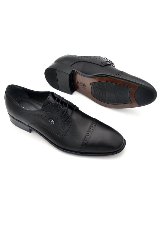 Siyah Hakik Deri Bağcıklı Klasik Erkek Ayakkabı SA002XSY-2401 - 6