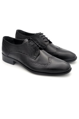 Siyah Hakik Deri Bağcıklı Klasik Erkek Ayakkabı 