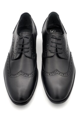 Siyah Hakik Deri Bağcıklı Klasik Erkek Ayakkabı - 2